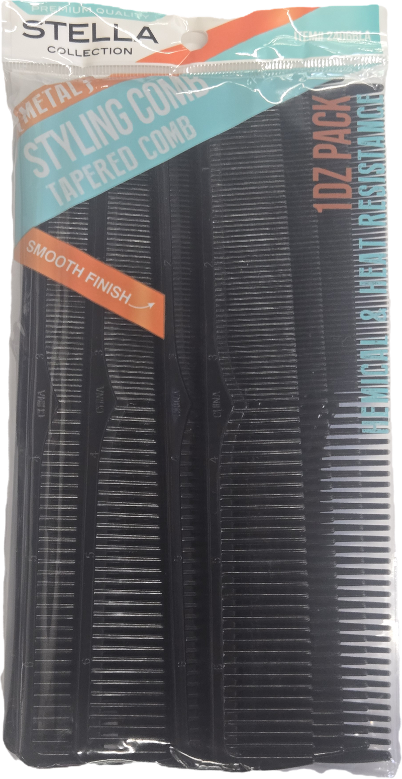 Stella Collection Clipper Cutting Tapered Comb 1 Dozen Pack