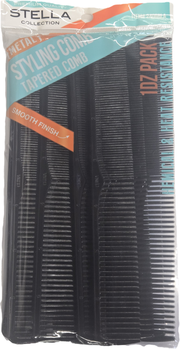 Stella Collection Clipper Cutting Tapered Comb 1 Dozen Pack