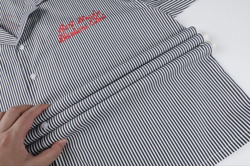 Pinstripe Hair Mechanic Smock - Black