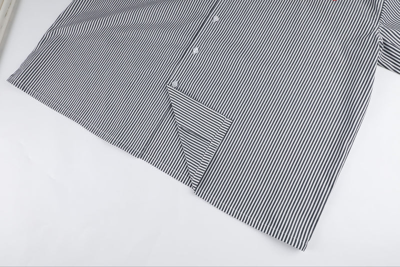 Pinstripe Hair Mechanic Smock - Black