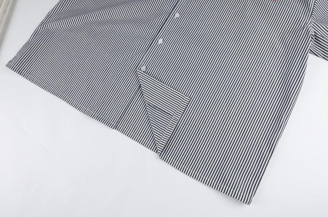 Pinstripe Hair Mechanic Smock - Black