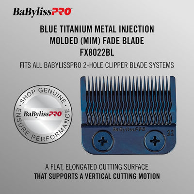 BaBylissPRO Blue Titanium Metal-Injection Molded Precision Fade Blade (FX8027BL)