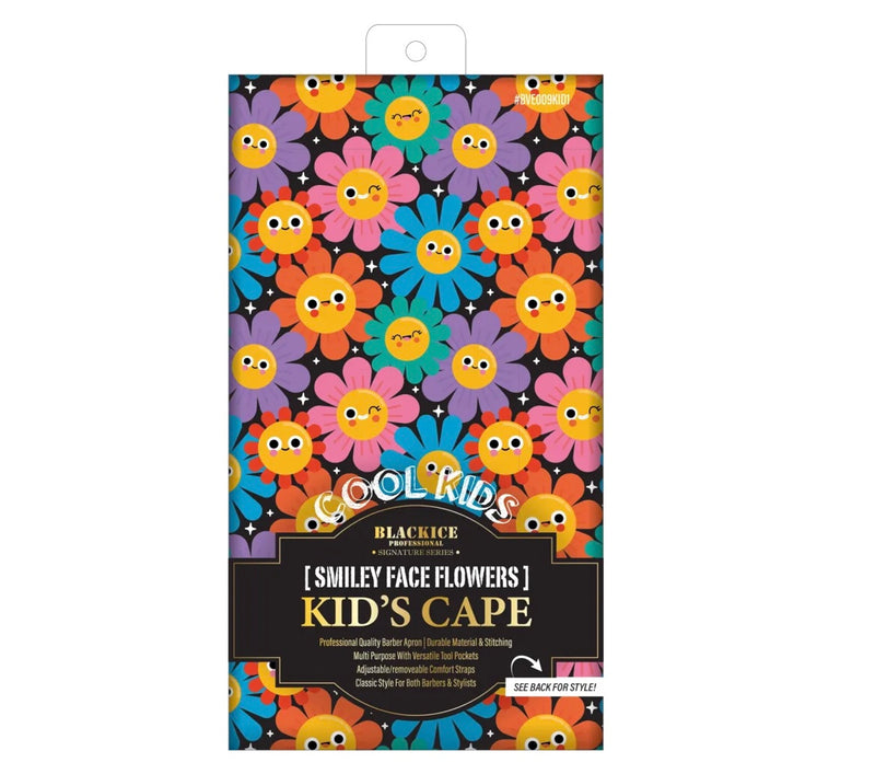 BLACK ICE Kid's Cape - Smiley Face Flowers