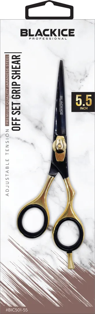 BLACK ICE Stylish Off Set Grip Gold & Black 5.5" Shear