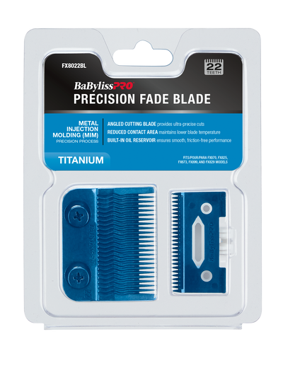 BaBylissPRO Blue Titanium Metal-Injection Molded Precision Fade Blade (FX8027BL)