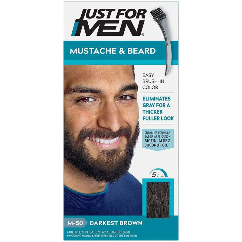 JUST FOR MEN Mustache & Beard Brush-In Color (M-50 Darkest Brown)