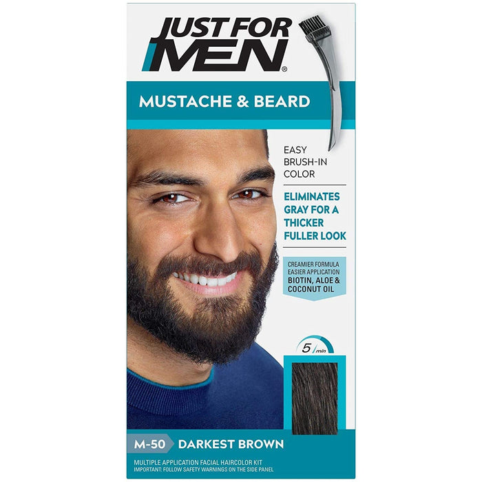 JUST FOR MEN Mustache & Beard Brush-In Color (M-50 Darkest Brown)