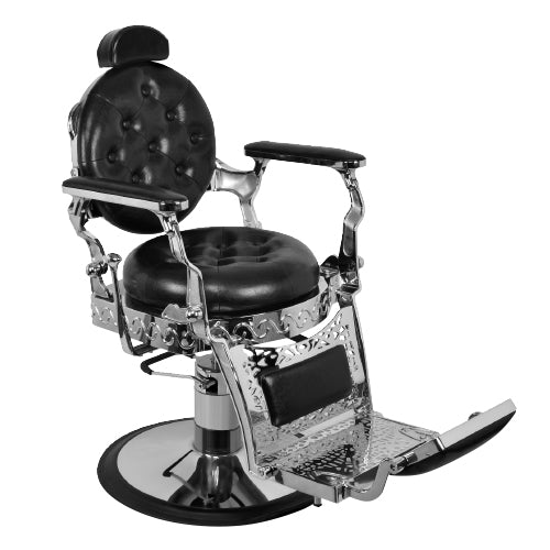KING Barber Chair Black + Silver