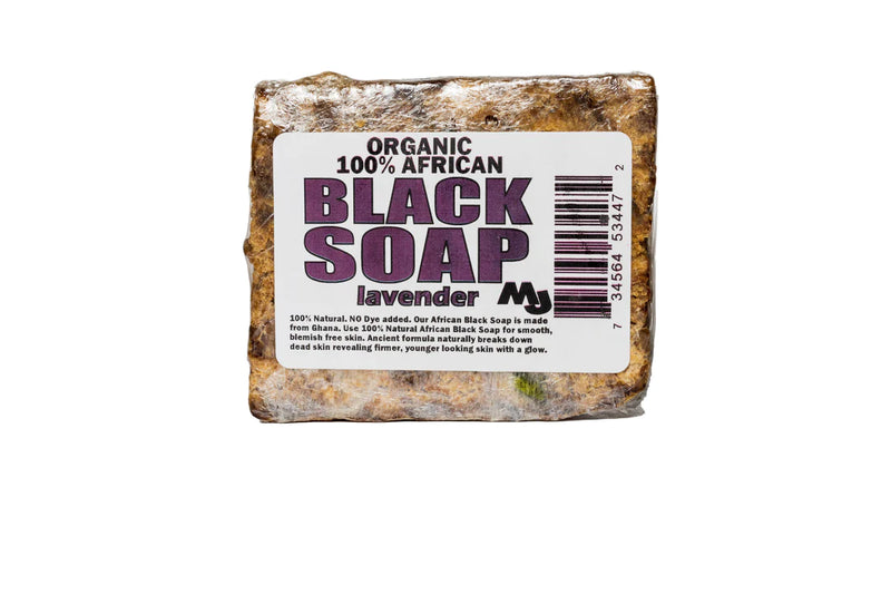 MJ ORGANICS Raw African Black Soap Bar (Lavender)