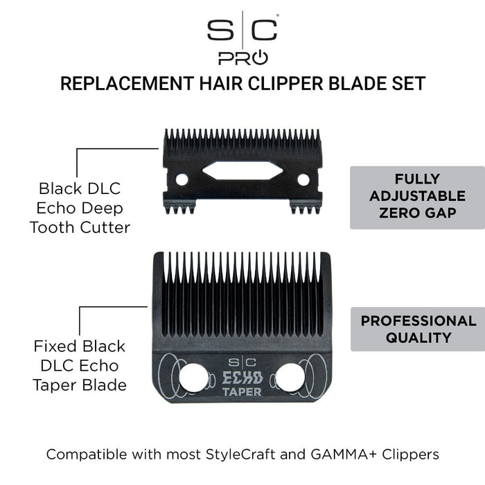 Echo Taper Black DLC Clipper Blade and Deep Tooth Cutter
