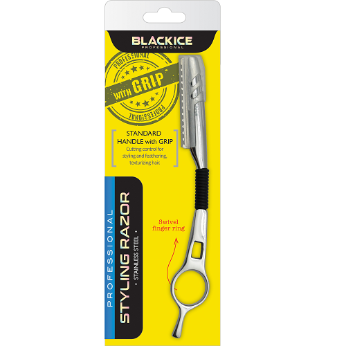 Black Ice Standard Handle with Grip Straight Razor