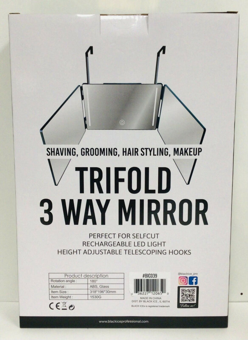 Black Ice Trifold 3-Way LED Mirror