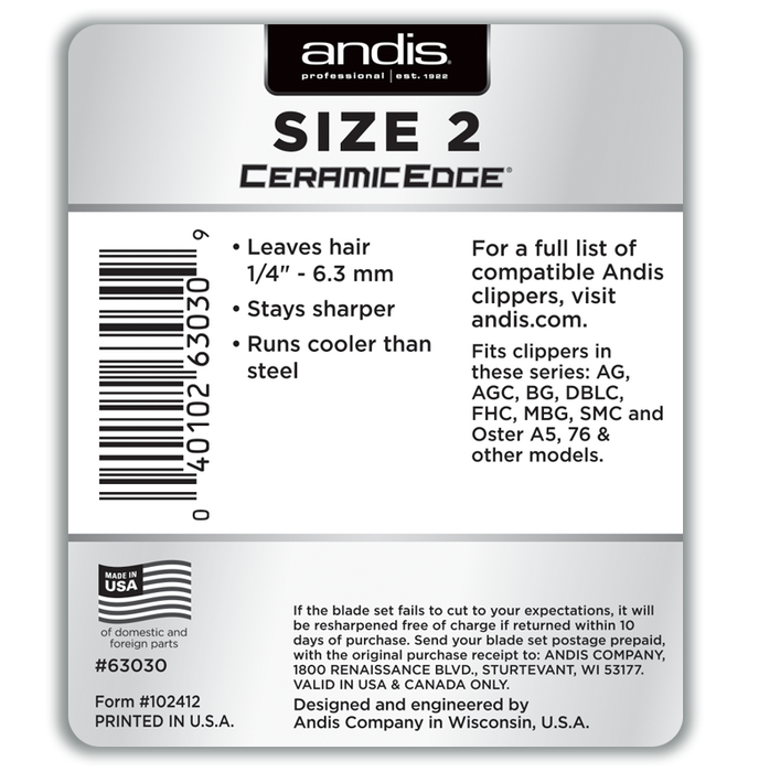 Andis® CeramicEdge® Detachable Blade, Size 2
