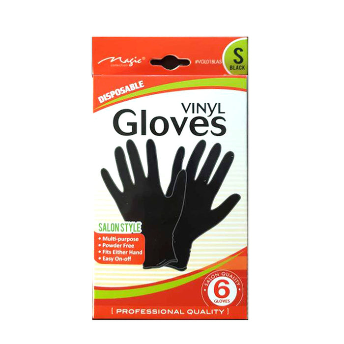 Disposable Black Vinyl Gloves 6 count