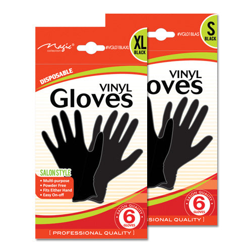Disposable Black Vinyl Gloves 6 count