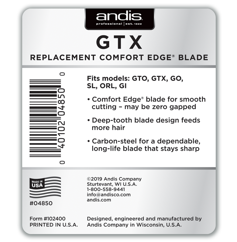 Andis® GTX Deep Tooth T-Outliner® Replacement Blade - Carbon Steel