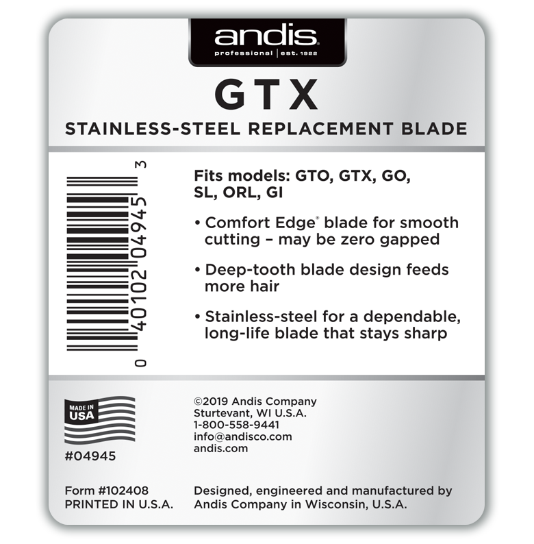 Andis® GTX Deep Tooth T-Outliner® Replacement Blade - Stainless Steel