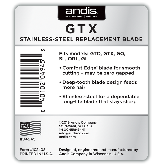 Andis® GTX Deep Tooth T-Outliner® Replacement Blade - Stainless Steel