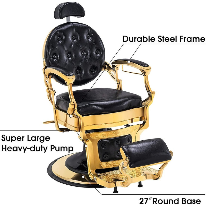 Vintage Antique Barber Chair - Gold Frame