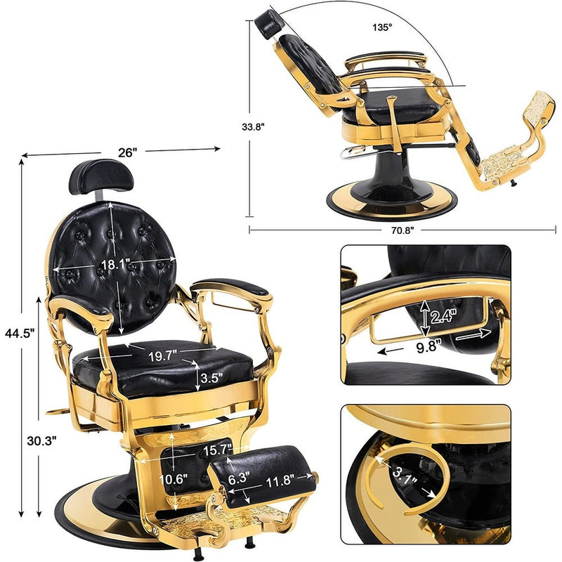 Vintage Antique Barber Chair - Gold Frame