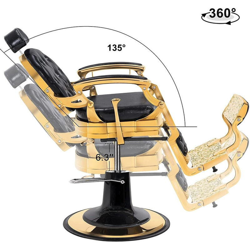 Vintage Antique Barber Chair - Gold Frame
