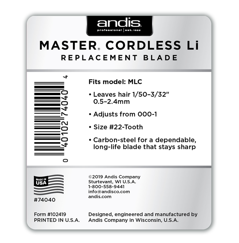 Andis® Master® Cordless Replacement Blade, Carbon Steel Size 000-1