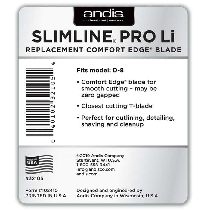 Andis Slimline® Pro Li Trimmer 1.25" Replacement Blade Set - Carbon Steel