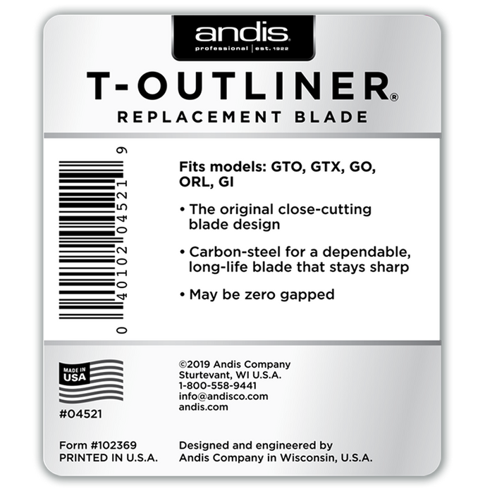 Andis T-Outliner® Replacement Blade - Carbon Steel Blade