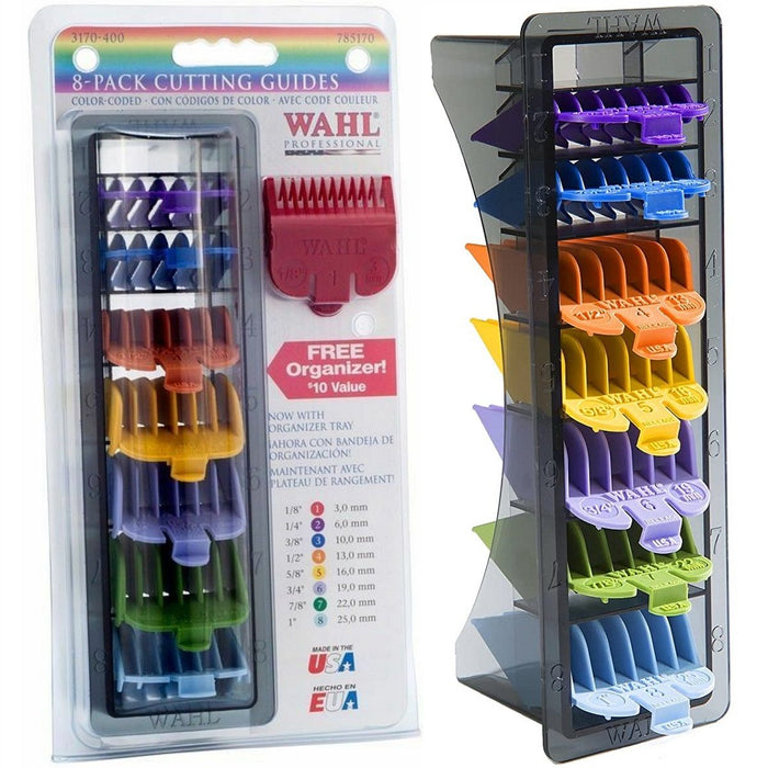 WAHL 8 Pack Colored Cutting Guides with Organizer